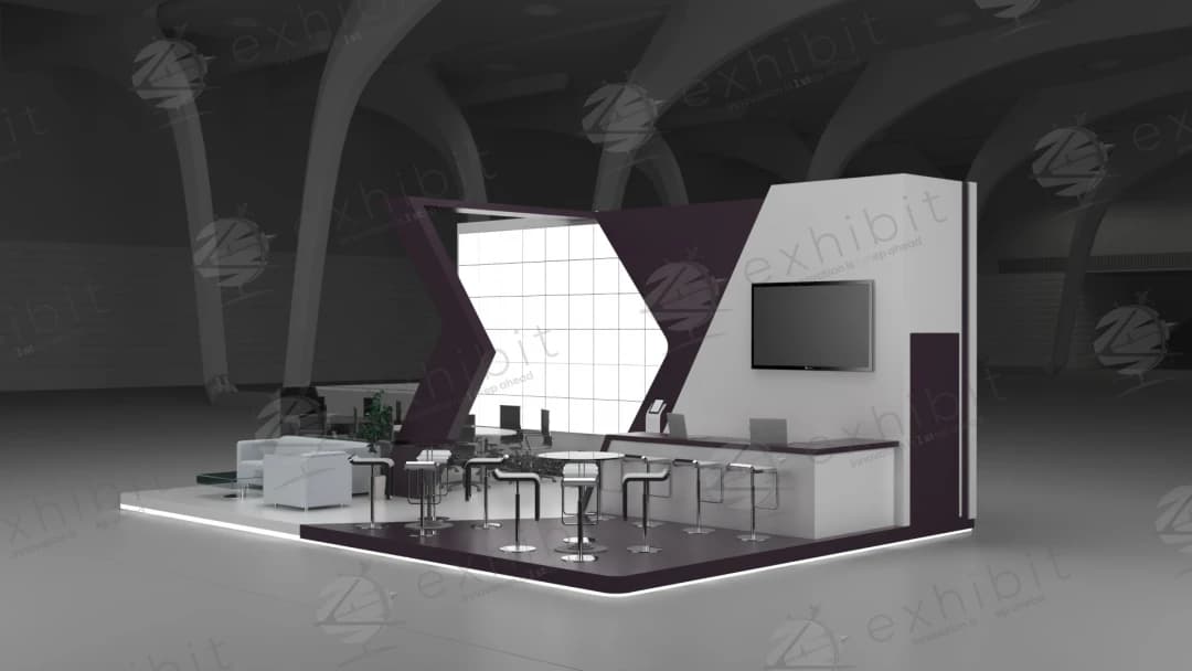 Plum Chevron Straight Semi-Island 6x9 Booth