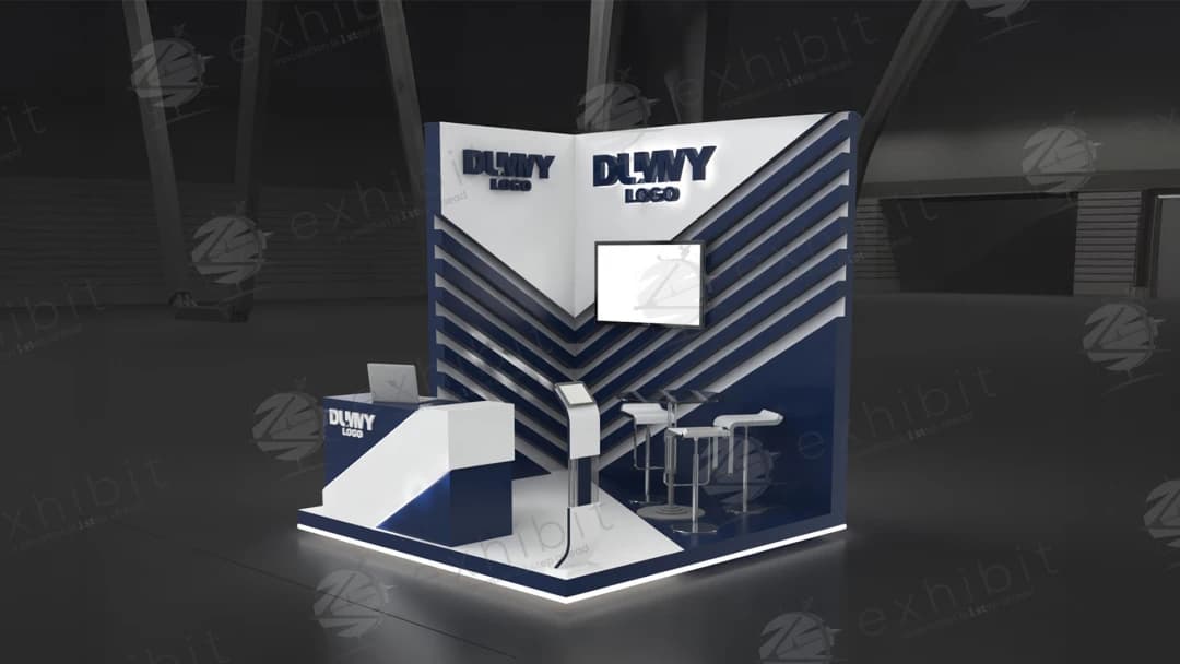 Sapphire Chevron Straight Semi-Island 3x3 Booth