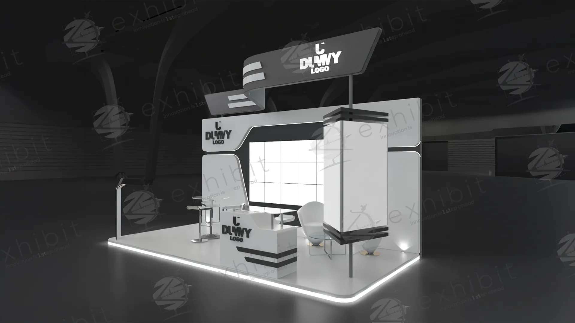 Illuminated Straight Semi-Island 3x6 Booth