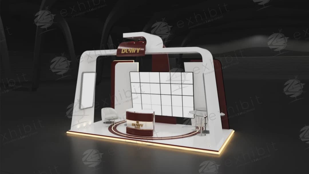 Crimson Span Curved Semi-Island 3x6 Booth
