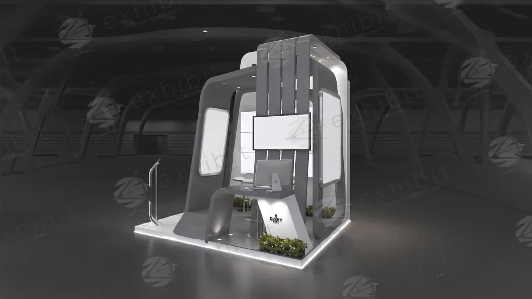 Monolithic Frame Straight Semi-Island 3x3 Booth
