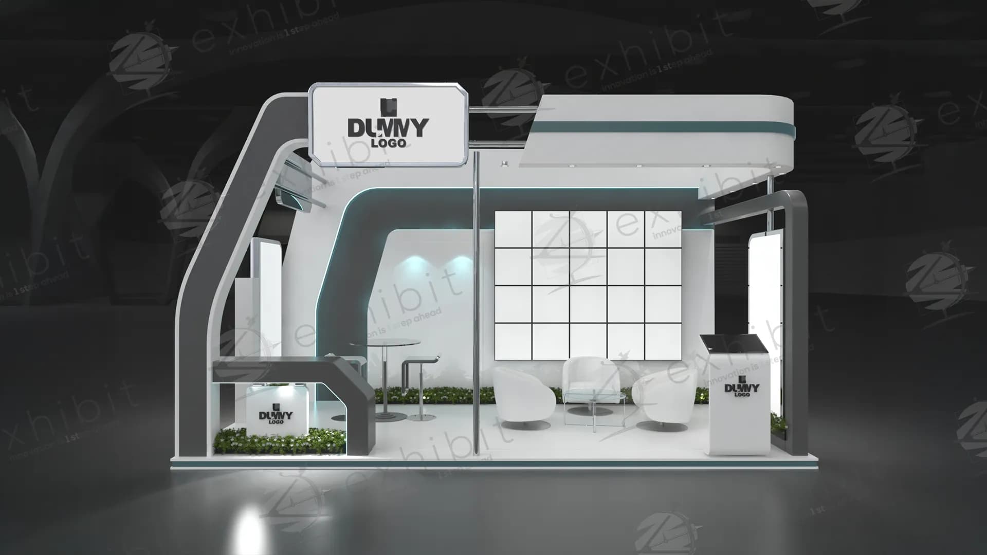 Layered Curved Semi-Island 3x6 Booth