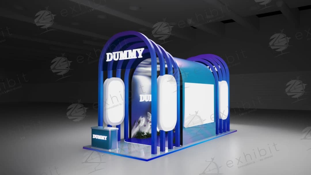 Indigo Tunnel Curved Semi-Island 3x9 Booth