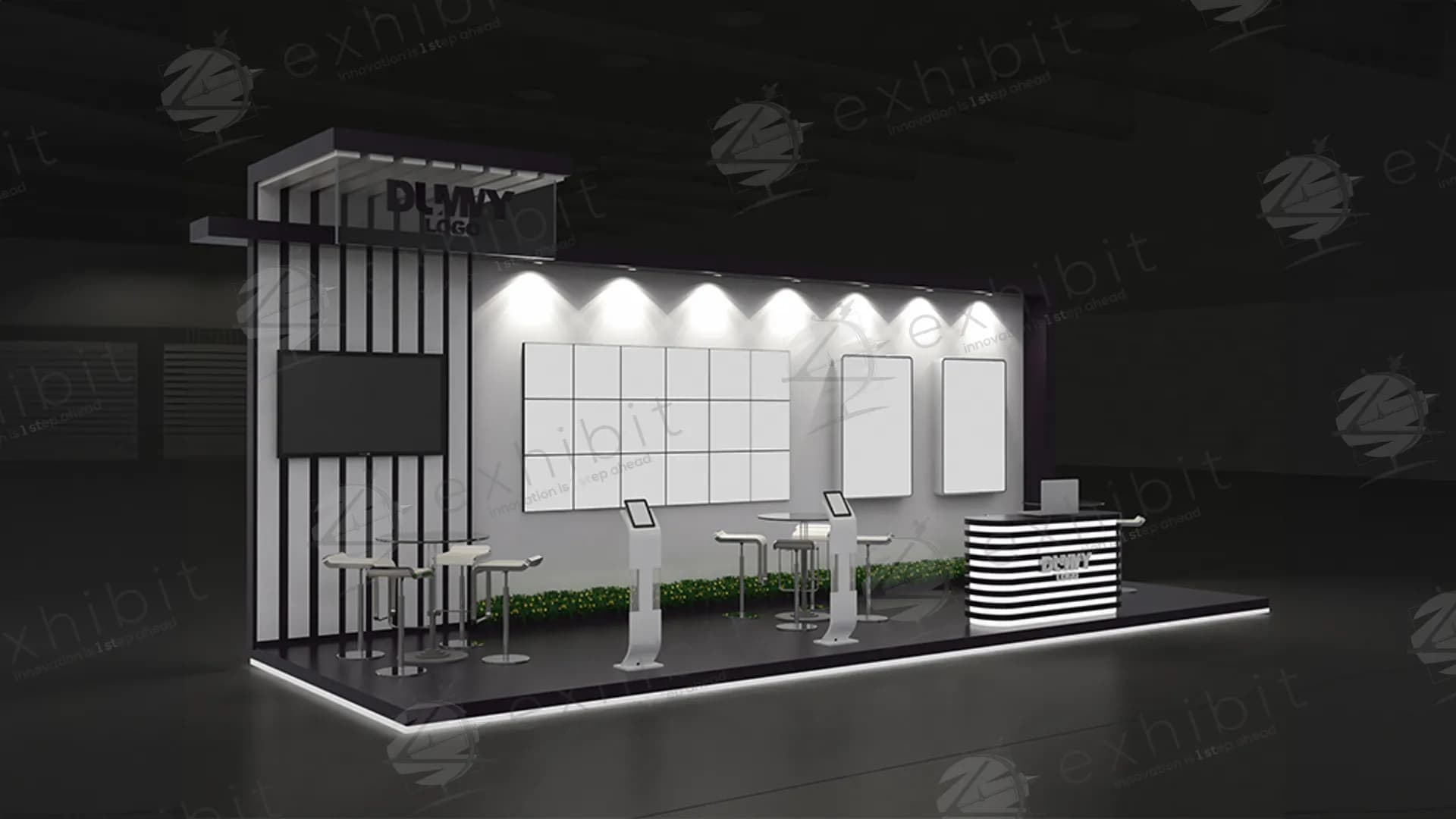Blade Strip Straight Semi-Island 3X9 Booth
