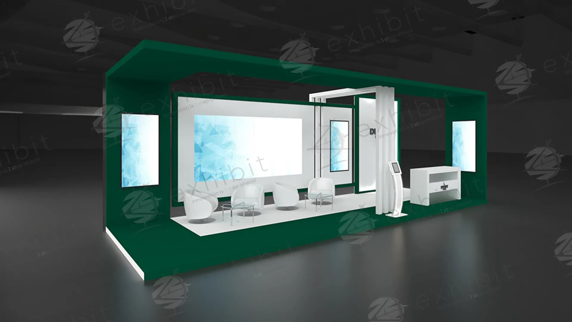 Emerald Shell Straight Semi-Island 3X9 Booth