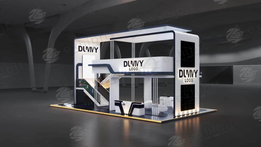 Compacted Fascia Straight Semi-Island Double Decker Booth