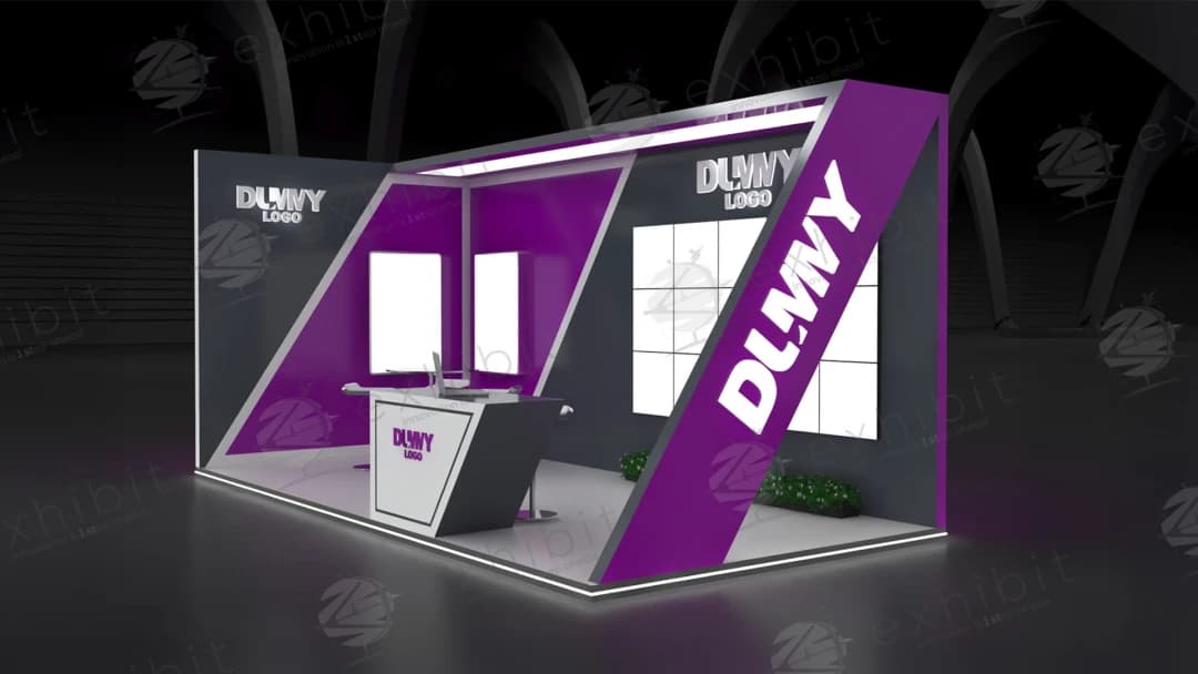 Violet Vector Straight Semi-Island 3x6 Booth