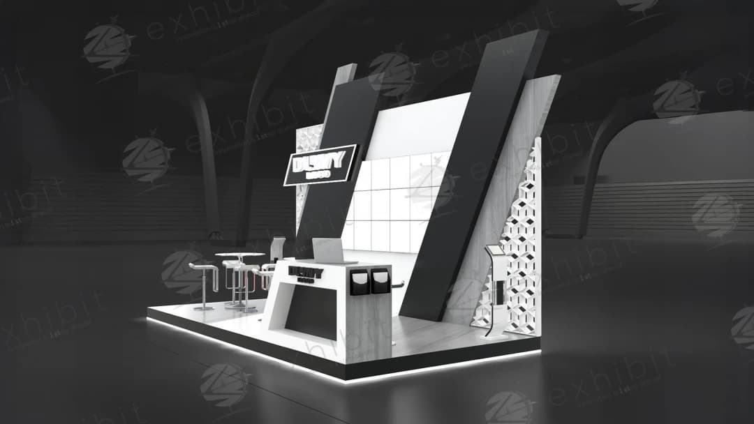 Monochrome Vector Straight Semi-Island 3x6 Booth