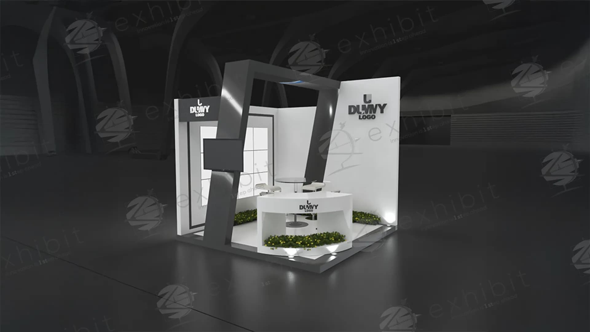 Slate Vector Straight Semi-Island 3x3 Booth