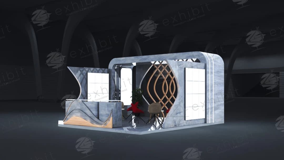 Marble Wave Curved Semi-Island 6x6 Booth
