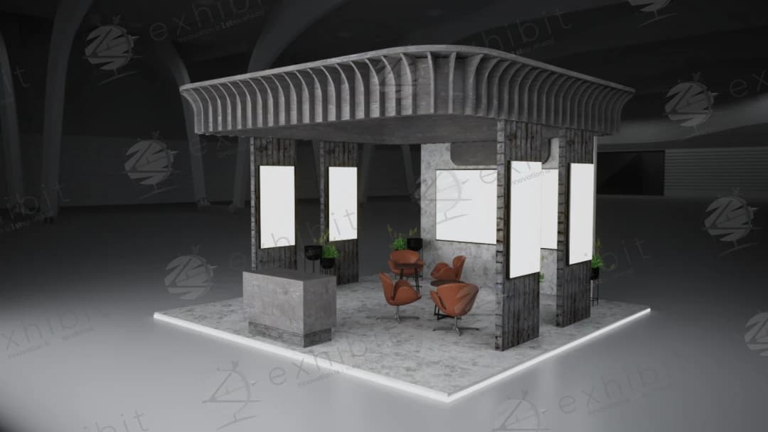 Concrete Flute Straight Semi-Island 6x6 Booth