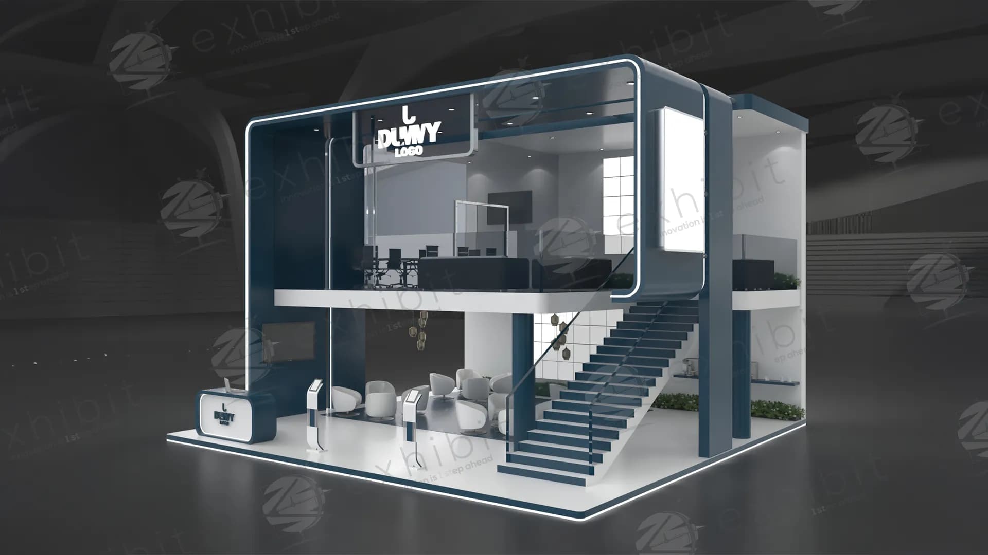 Executive Deck Straight Island Double Decker Booth