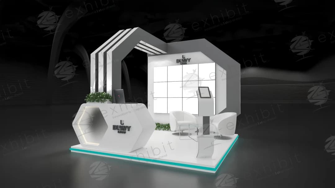 Hexa Beam Straight Semi-Island 3x3 Booth