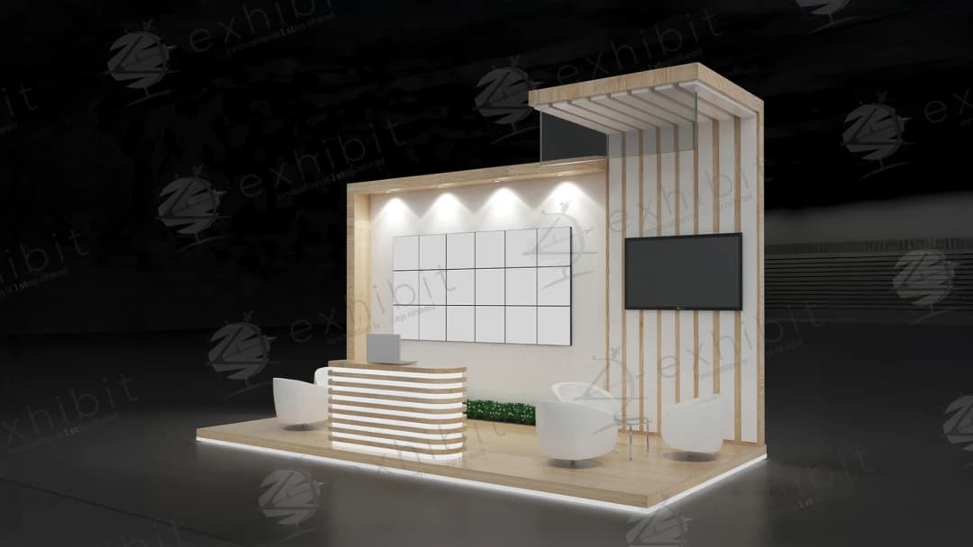 Oakwood Louver Straight Semi-Island 3x6 Booth