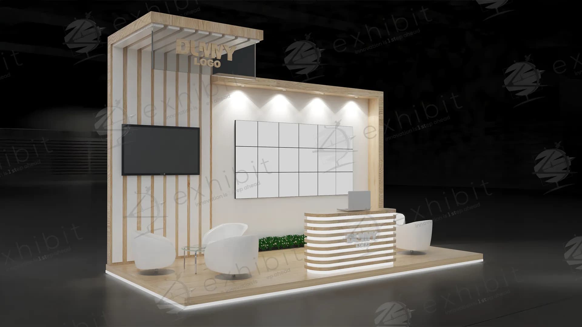 Dual-Screen Straight Semi-Island 3x6 Booth