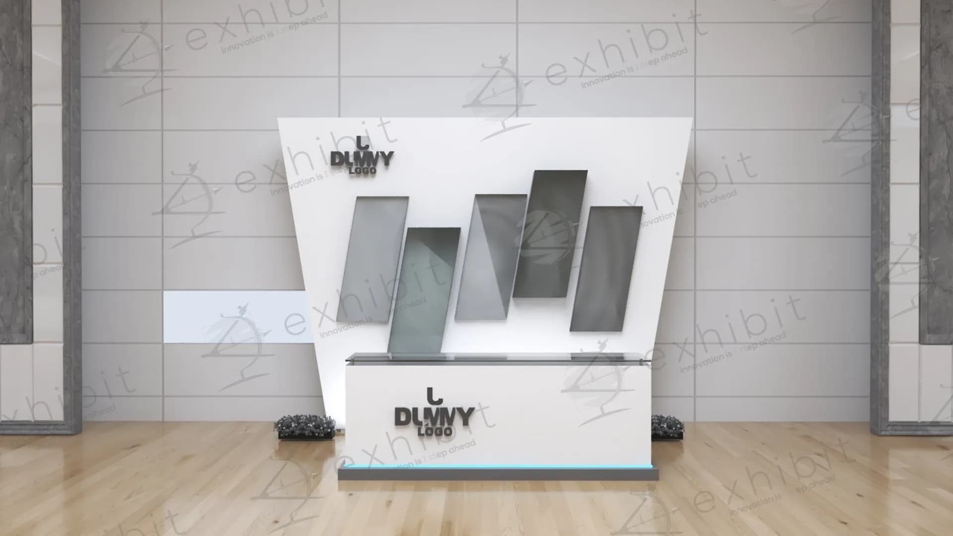 Angled Shard Backwall Straight Reg Desk