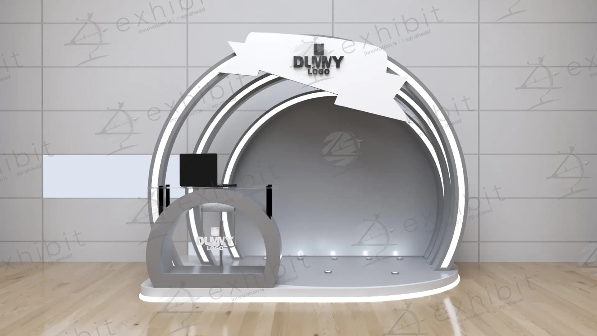Illuminated Triple Archway Curved Reg Desk