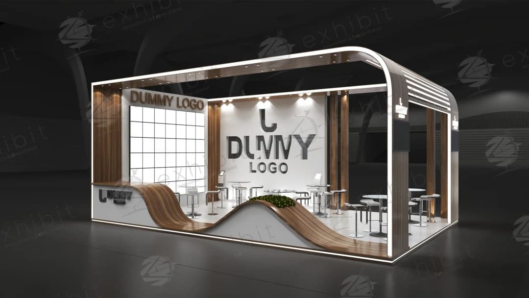 Oak Frame Curved Semi-Island 6x9 Booth