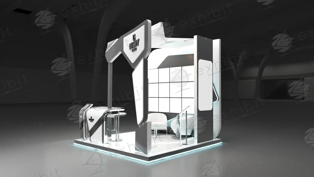 Carbon Hex Curved Semi-Island 3x3 Booth