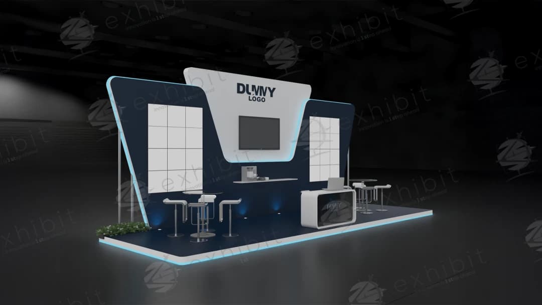 Azure Orbit Curved Semi-Island 3x9 Booth