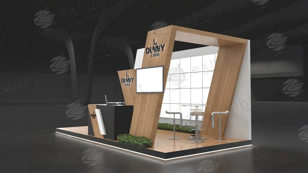V-Facet Wood Straight Semi-Island 3x6 Booth