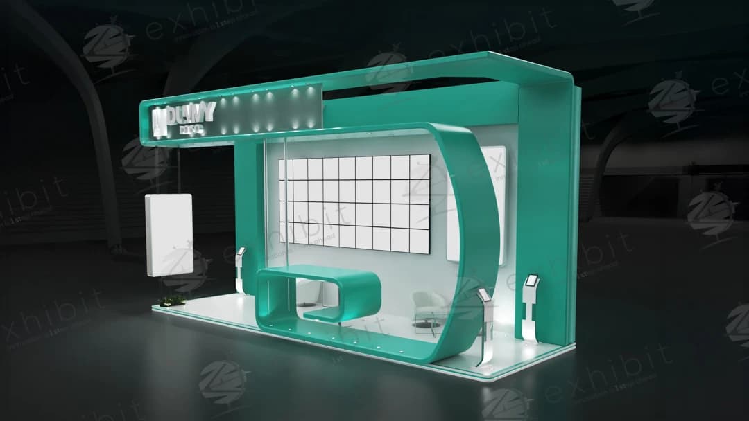 Aquamarine Vault Curved Semi-Island 3x9 Booth