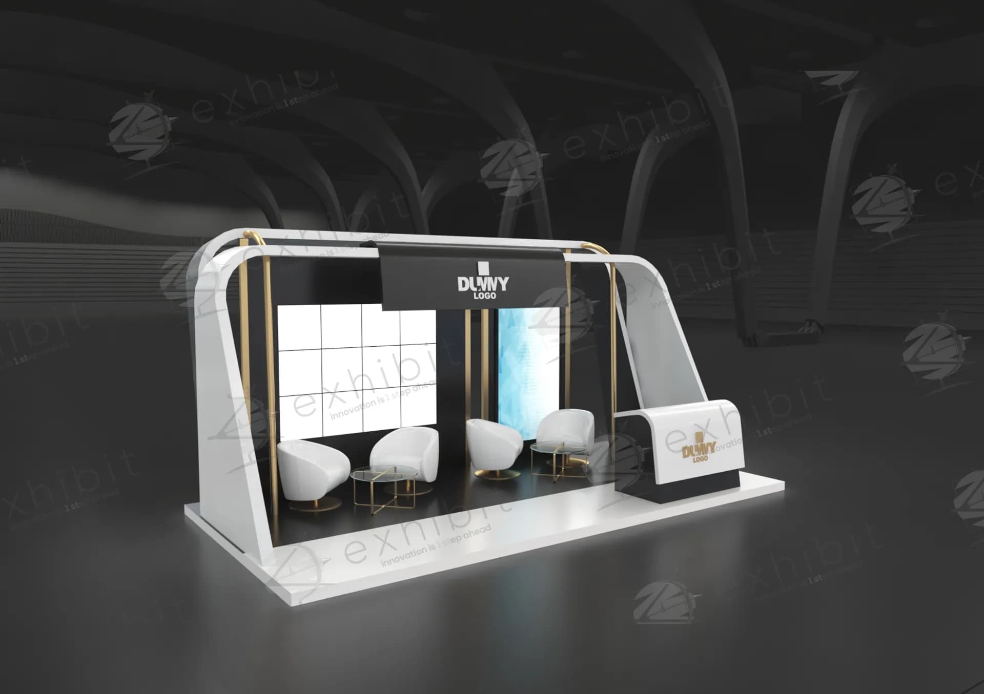 Gold Straight Semi-Island 3x6 Booth