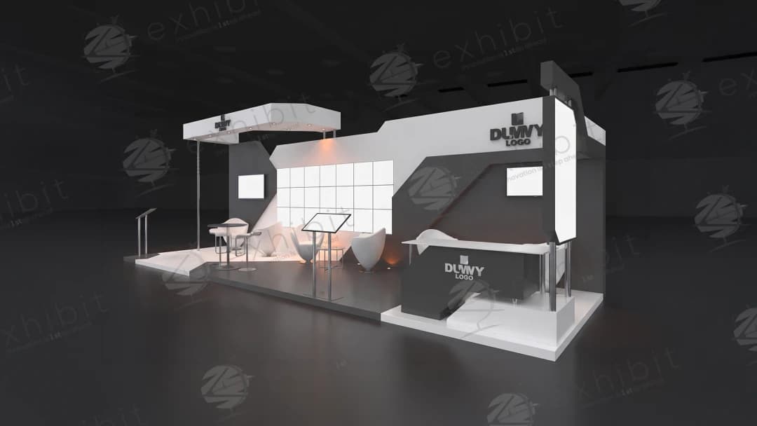 Monochrome Chevron Straight Semi-Island 3x9 Booth