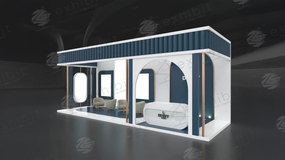 Graphic Wave Curved Semi-Island 3x9 Booth