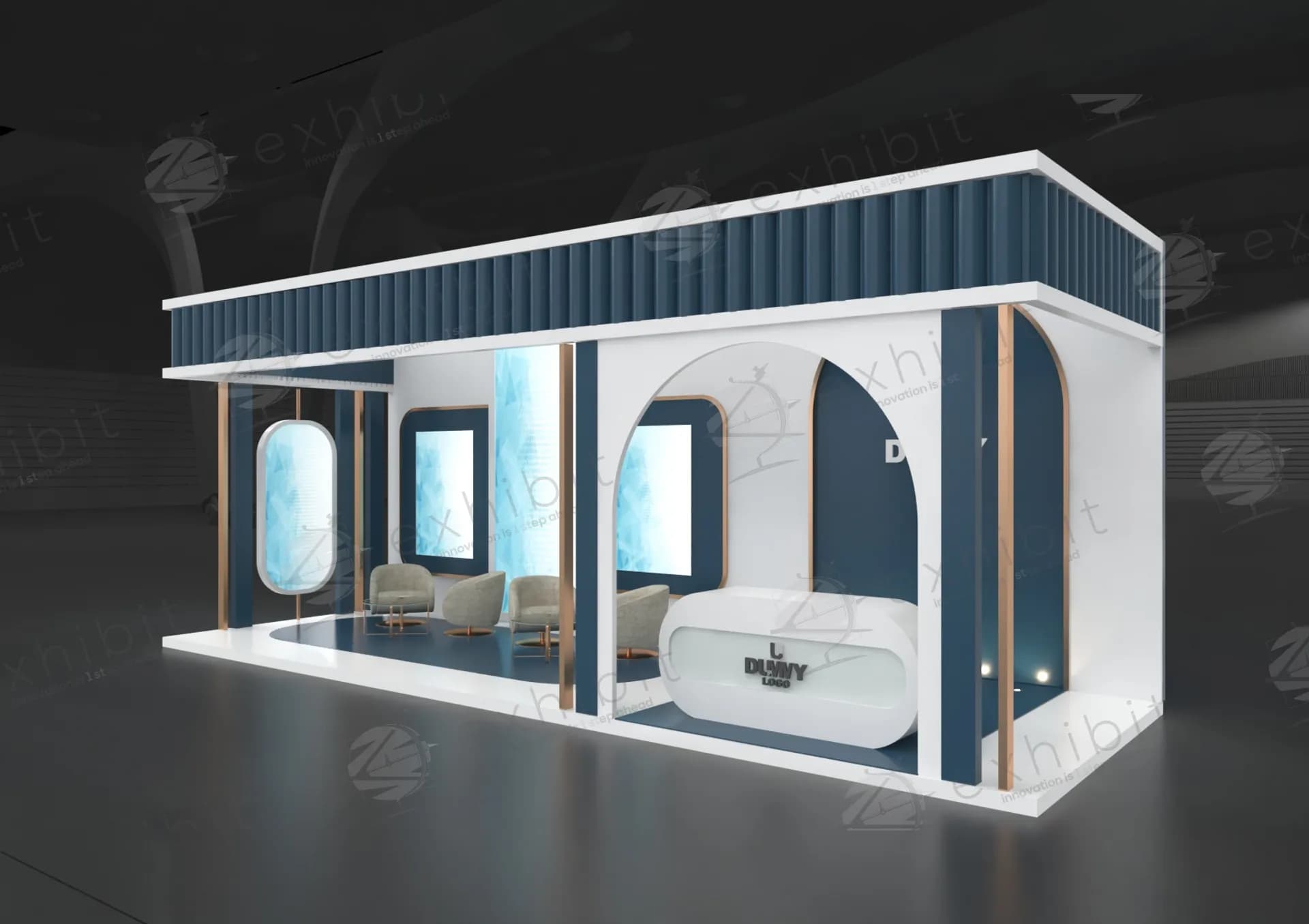 Graphic Wave Straight Semi-Island 3x9 Booth