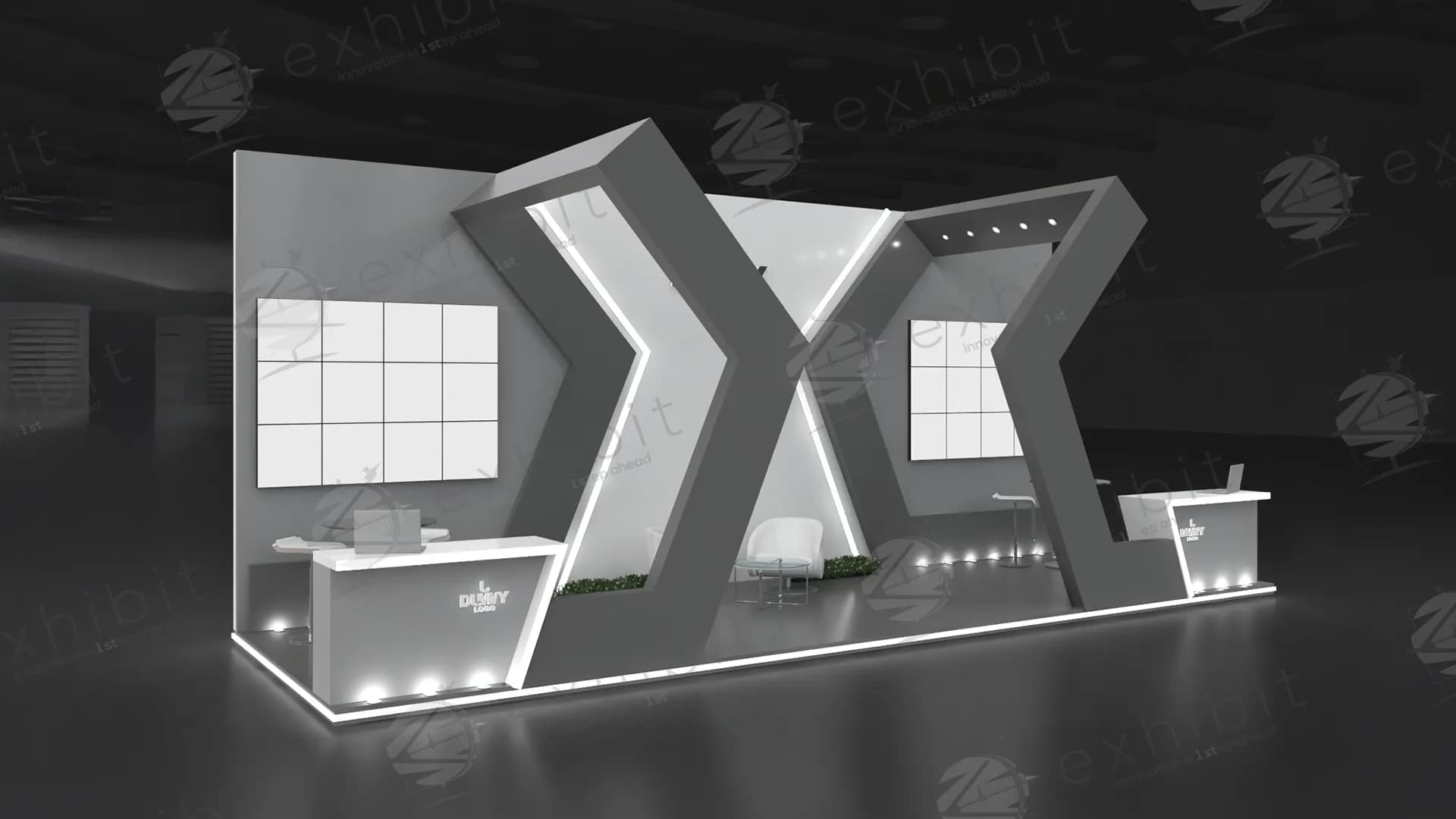 Dual-Entry Straight Semi-Island 3x9 Booth