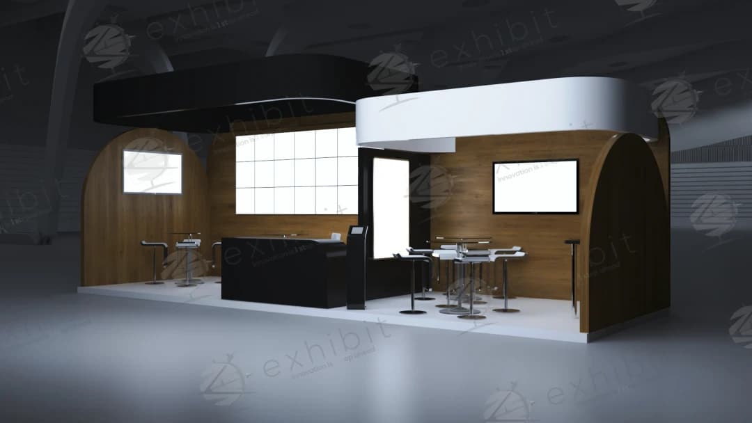 Timber Orbital Curved Semi-Island 3x9 Booth