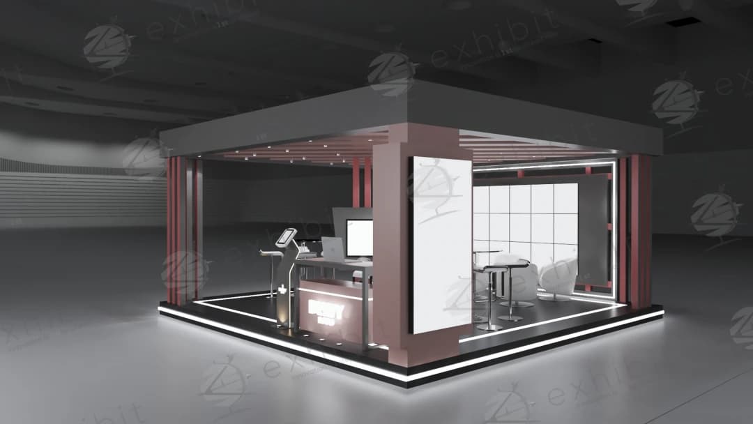 Blush Lintel Straight Semi-Island 6x6 Booth